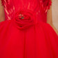 Pariari Girls Red Rose Floral Party Frock