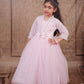 Pariari Girls Royale Graceful Full-Length Gown with Crystal Trim and Satin Bow Charm