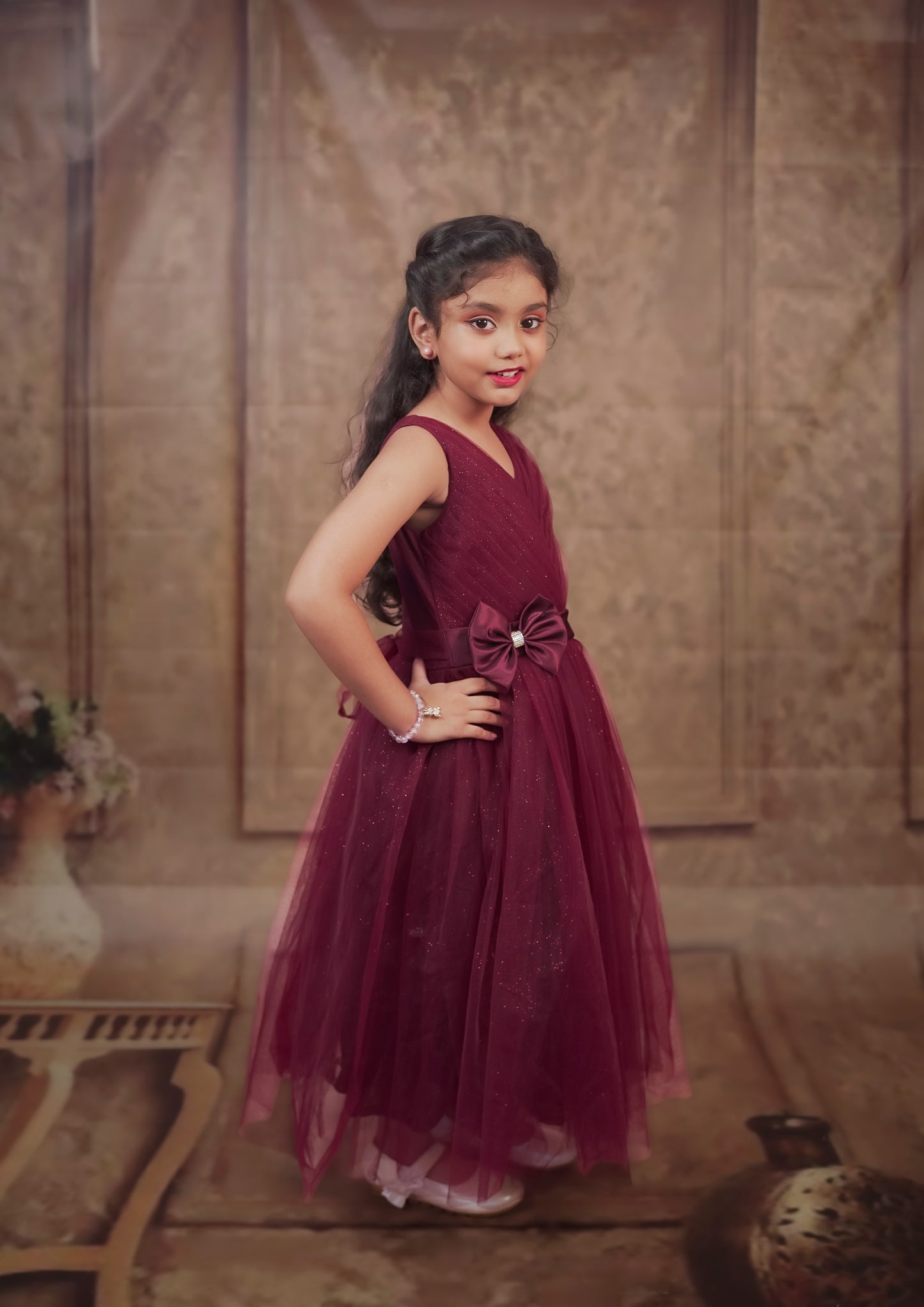 Pariari Girls Sleeveless Bow Fitted Party Dress