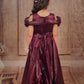 Pariari Girls Elegant Purple wine Applique Party Gown