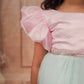 Pariari Girls Cotton Candy Bloom Dress with Ruffled Elegance and Floral Charm
