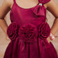 Pariari Girls Wine Bloom Satin Party Dress