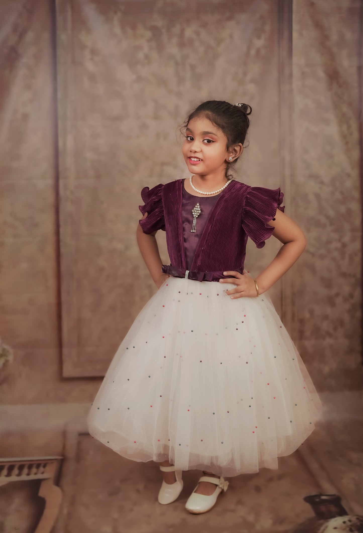 Pariari Girls Velvet & Tulle Sparkle Party Dress