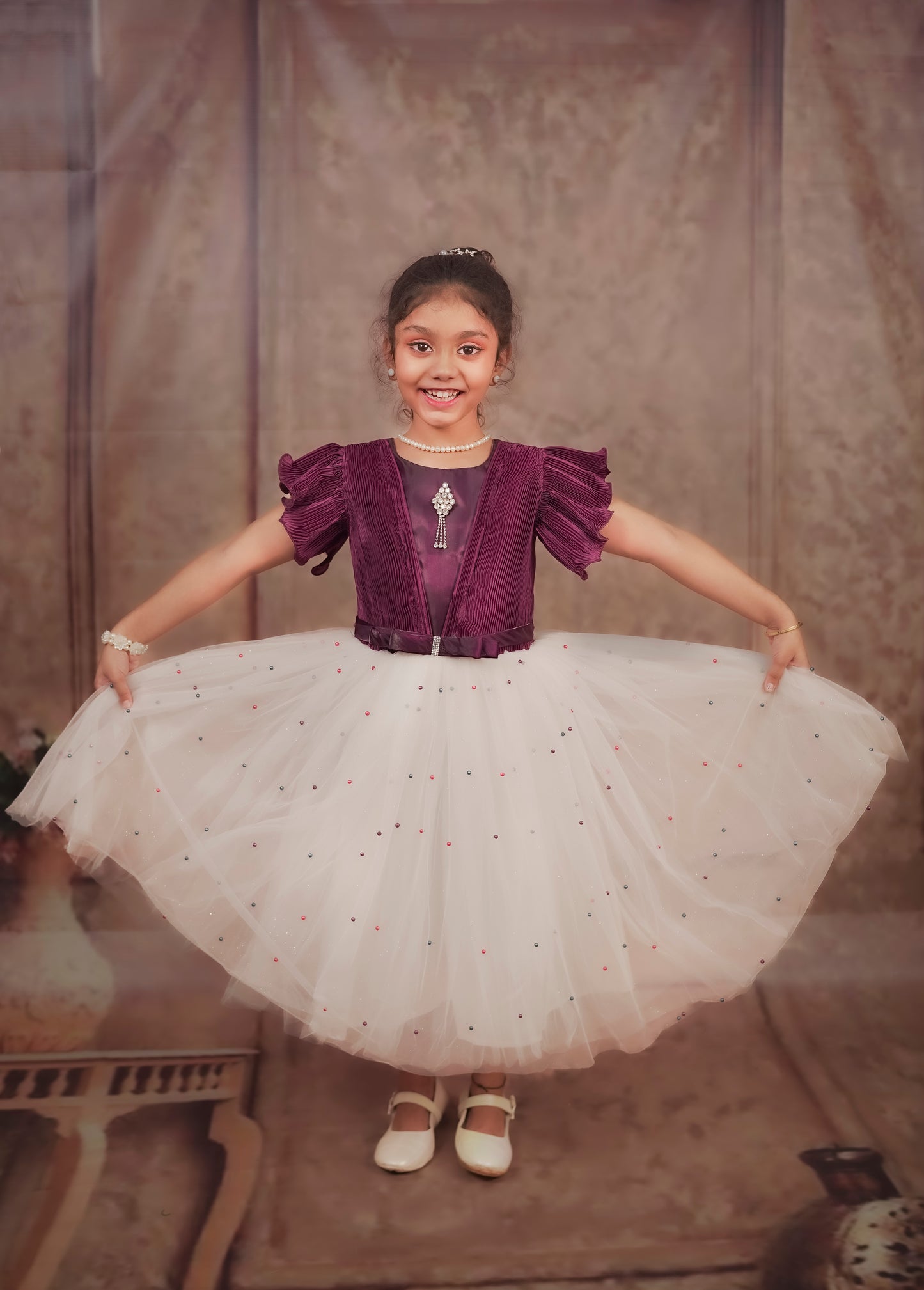 Pariari Girls Velvet & Tulle Sparkle Party Dress