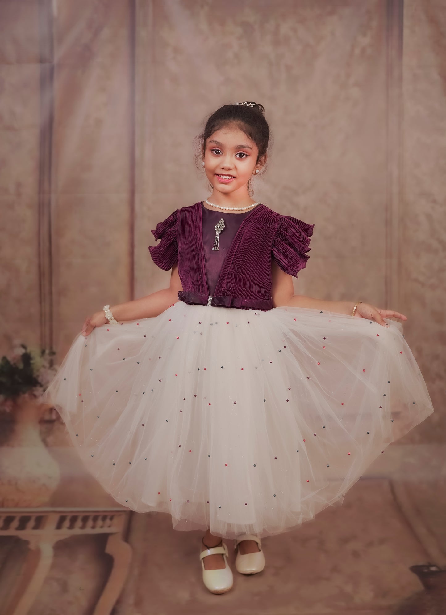 Pariari Girls Velvet & Tulle Sparkle Party Dress