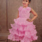 Pariari Girls Pink Petal Ruffle Dress