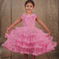 Pariari Girls Pink Petal Ruffle Dress