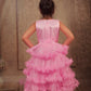 Pariari Girls Pink Petal Ruffle Dress