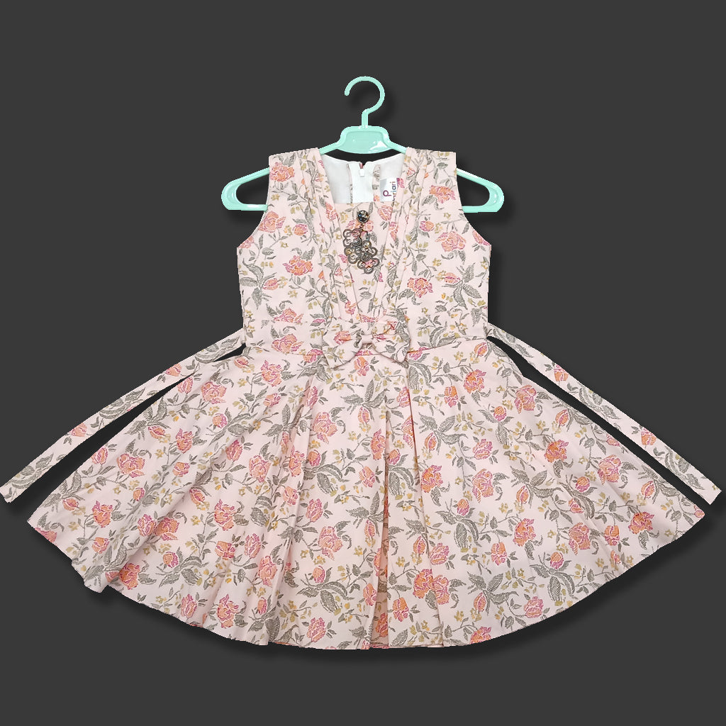 Pariari Girls Floral Printed Sleeveless Dress for Girls