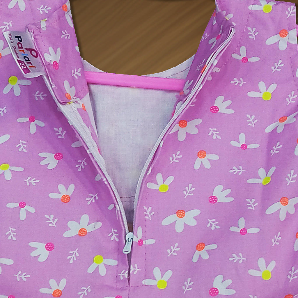 pariari Girls Purple Floral Printed Dress