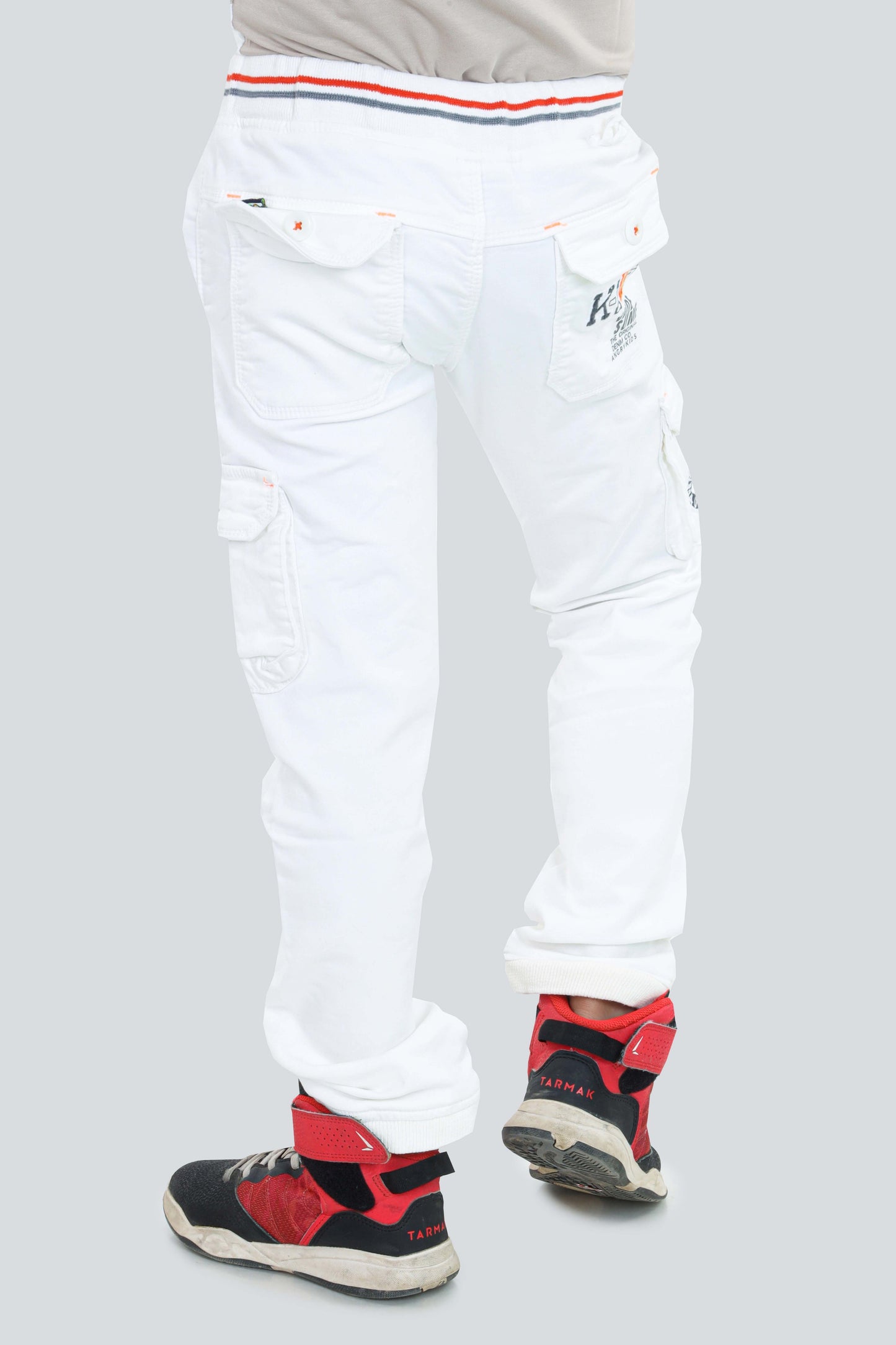 Pariari Boys White Jeans with Side Pockets and Keychain