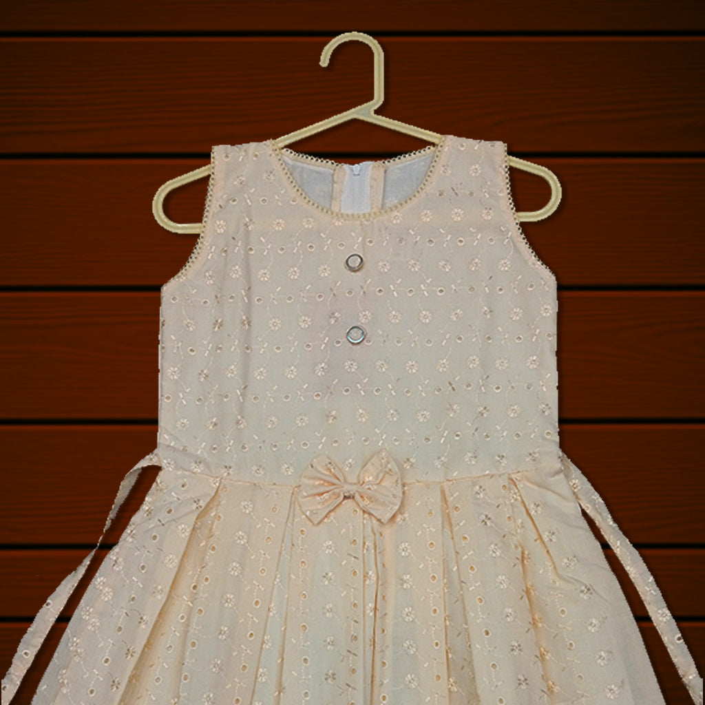 pariari girls Charming Elegant Cream with Embroidered  Girls Dress