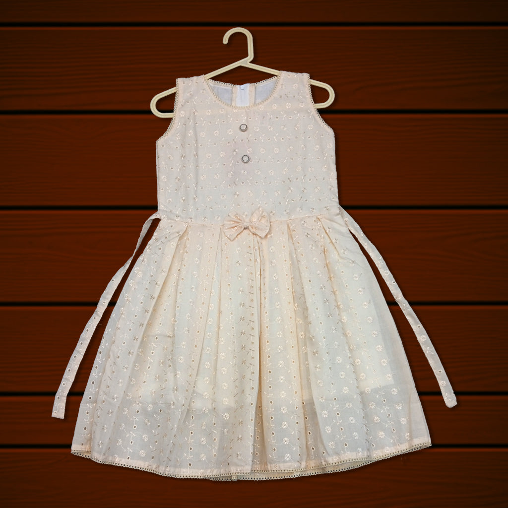 pariari girls Charming Elegant Cream with Embroidered  Girls Dress