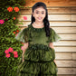 Pariari Girls Green Pleated Partywear