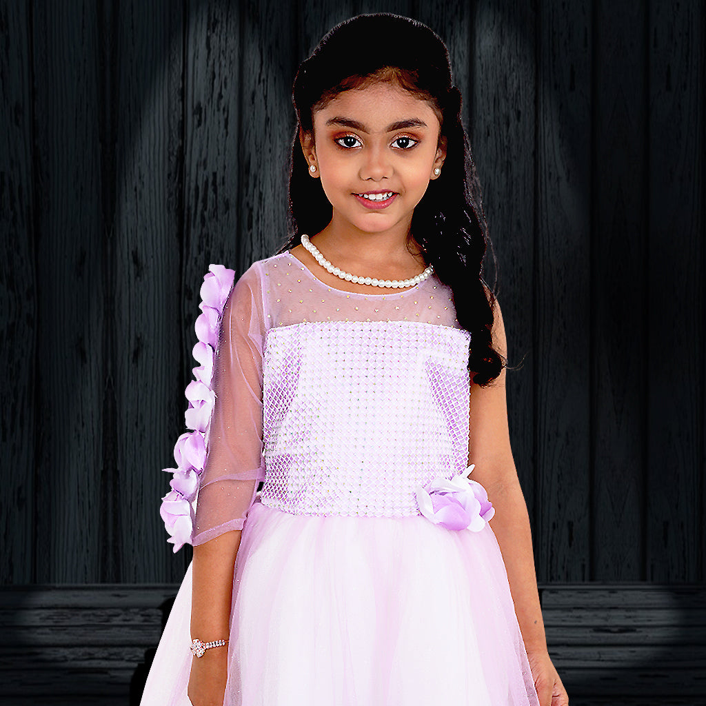 pariari girls polyester floral applique party gown