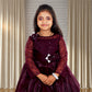 Pariari Girls Floral Applique Polyester Party Dress with long sleeves