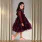 Pariari Girls Floral Applique Polyester Party Dress with long sleeves