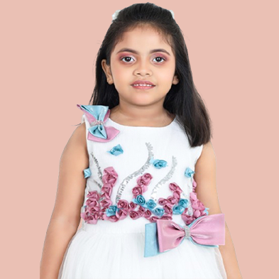 pariari girls sleevelss floral applique party dress