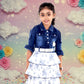 Pariari Girls Cotton Dress with Collar and Belt