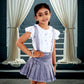 Pariari Girls Knee Length Denim Skirt and Top set