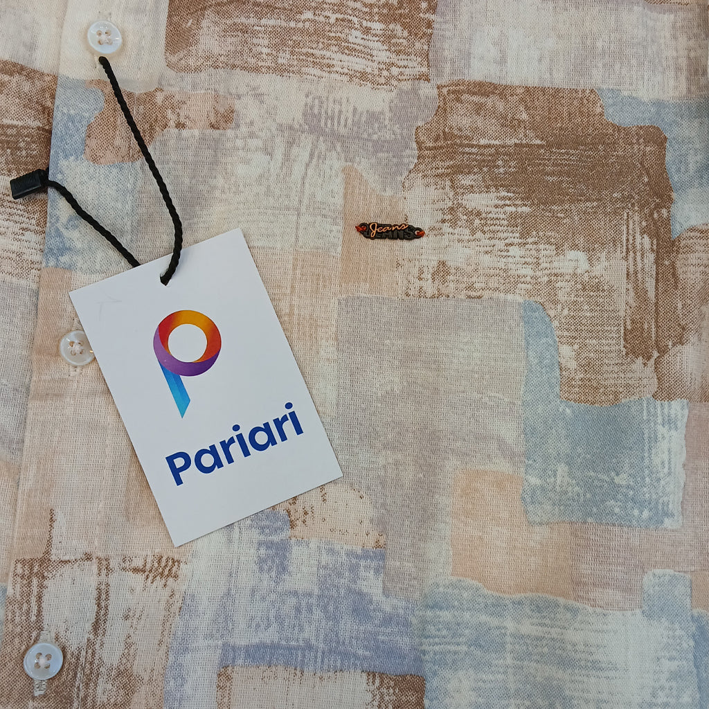 Pariari Boys Earth-Tone Brushstroke Full-Sleeve Shirt