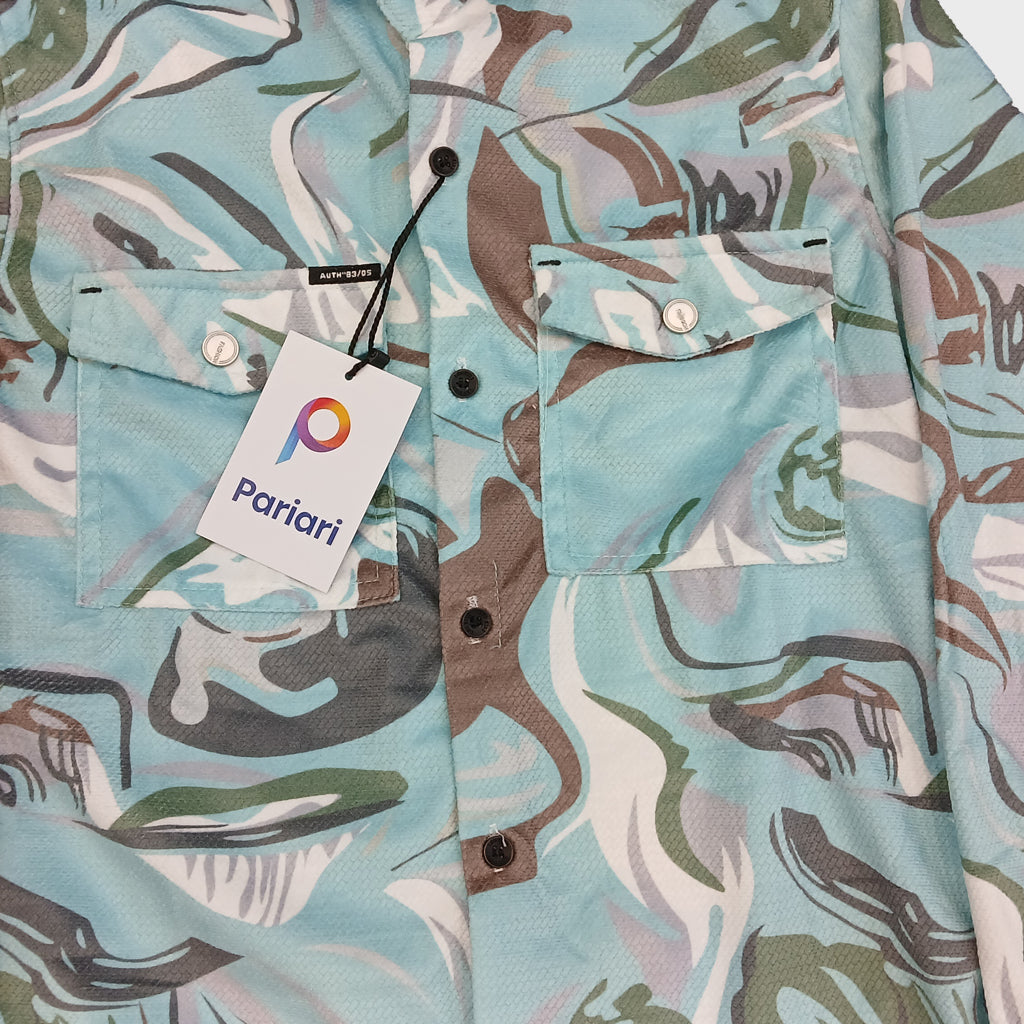 Pariari Boys Aqua Abstract Full-Sleeve Shirt