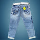 Pariari Boys Light Blue Distressed Denim Jeans with White Belt