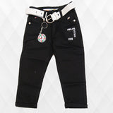 Pariari Boys Stylish Black Slim-Fit Jeans with Belt & Keychain