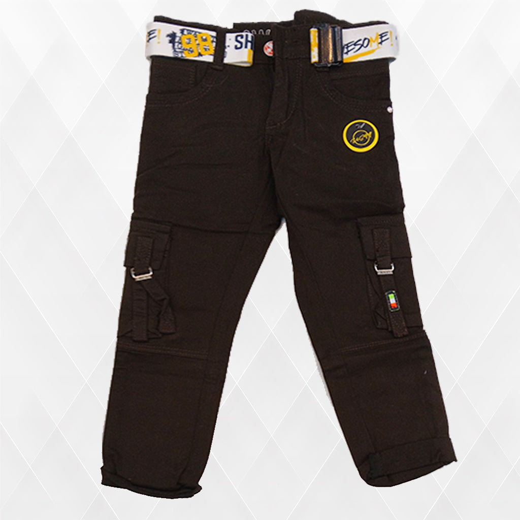Pariari Boys Brown Cargo Jeans with Belt
