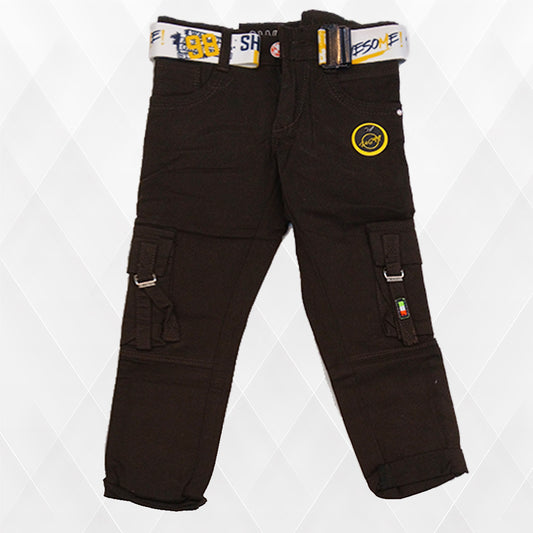 Pariari Boys Brown Cargo Jeans with Belt
