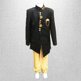 Pariari Boys Black and Gold Indo-Western Sherwani Set