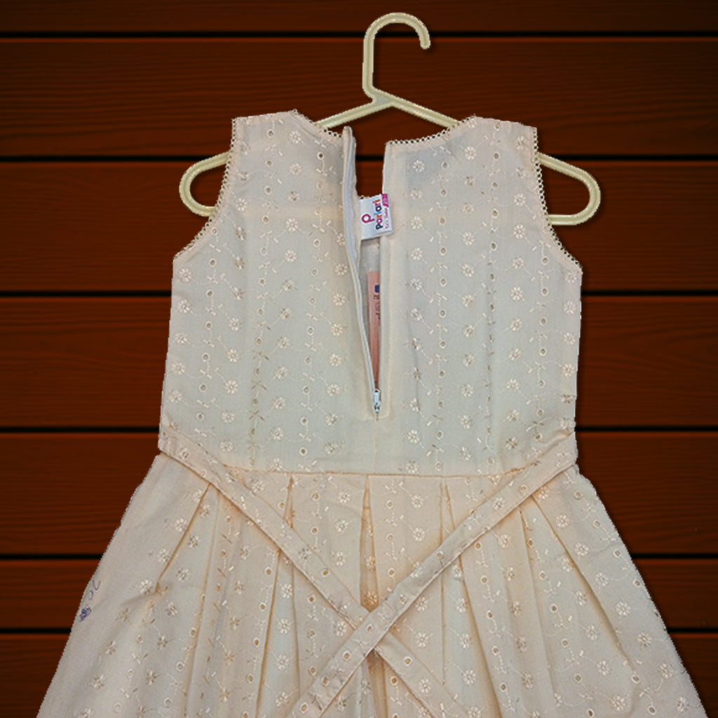 pariari girls Charming Elegant Cream with Embroidered  Girls Dress