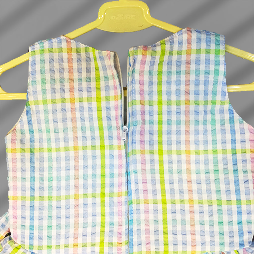 Pariari Girls Pastel Gingham Suspender Frock