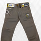 Pariari Boys Dark Khaki Slim-Fit Jeans with Stylish Belt
