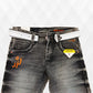Pariari Boys Black Washed Slim-Fit Jeans with White Belt